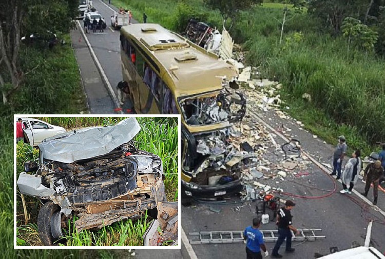 Caminhonete que se envolveu em acidente que deixou vários mortos no MT