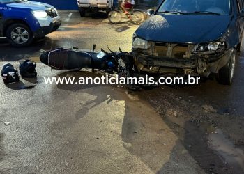 JARU – Acidente entre carro e motocicleta deixa duas pessoas feridas no Setor 06