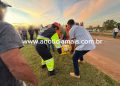 JARU – Vítima é socorrida após veículos colidirem e um capotar na tarde desta segunda-feira na BR-364