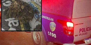 Dupla é abordada pela PM e droga é apreendida às margens do rio Jaru